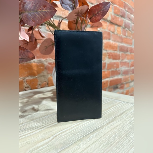 CELINE Black & Gold Leather Embossed Signature Macadam Design Slim Long Wallet - Picture 2 of 14